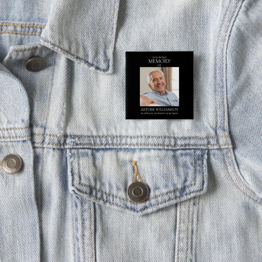Badge Carré 5 Cm En mémoire d'amour minima design photo keepsar (En situation)
