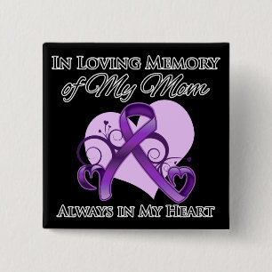 Badge Carré 5 Cm En mémoire de ma mère - Cancer du pancréas