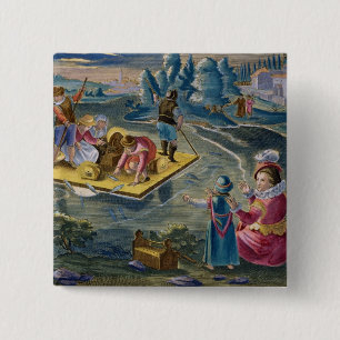 Badge Carré 5 Cm En pêchant sur un lac la nuit, plaquez 101 de