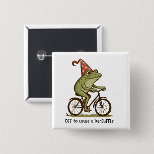Badge Carré 5 Cm En route pour causer une pagaille Grenouille Sarca