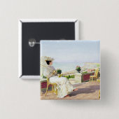 Badge Carré 5 Cm En Vacance (Devant & derrière)