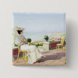 Badge Carré 5 Cm En Vacance