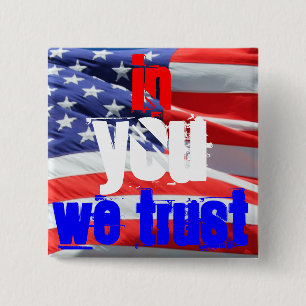 Badge Carré 5 Cm En vous nous faisons confiance, USA Amérique coule