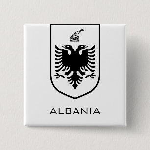 Badge Carré 5 Cm Encre de l'Armoirie Nationale Albanaise Héritage
