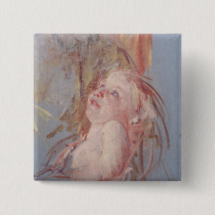Badge Carré 5 Cm Enfant en bas âge dans des bras de sa mère