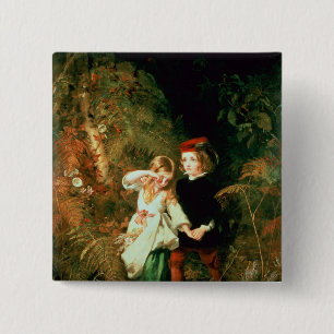 Badge Carré 5 Cm Enfants dans le bois