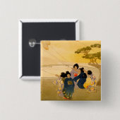 Badge Carré 5 Cm Enfants Japonais - Bertha Lum - 1913 (Devant & derrière)