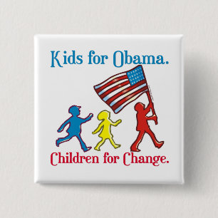 Badge Carré 5 Cm Enfants pour Obama