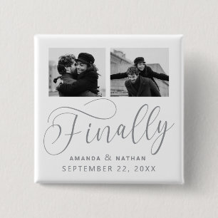 Badge Carré 5 Cm Enfin minimaliste Mariage 2 Photo Enregistrer la d