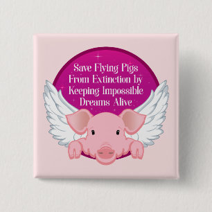 Badge Carré 5 Cm Enregistrer les porcs volants