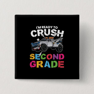 Badge Carré 5 Cm Enseignant De 2E Année Je Suis Prêt À Écraser La D