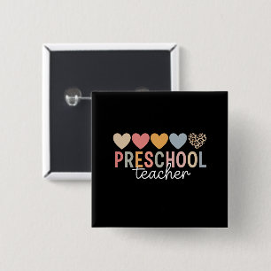 Badge Carré 5 Cm Enseignant Préscolaire Retour à l'école