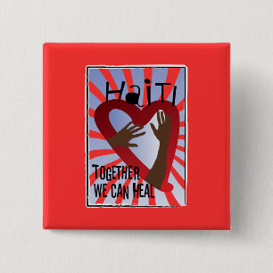 Badge Carré 5 Cm Ensemble nous pouvons guérir - l'appui Haïti