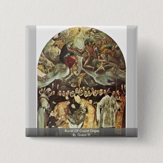 Badge Carré 5 Cm Enterrement de compte Orgaz par EL de Greco (Devant)