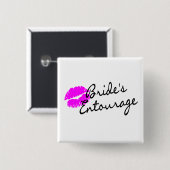 Badge Carré 5 Cm Entourage de jeunes mariées (baiser) (Devant & derrière)