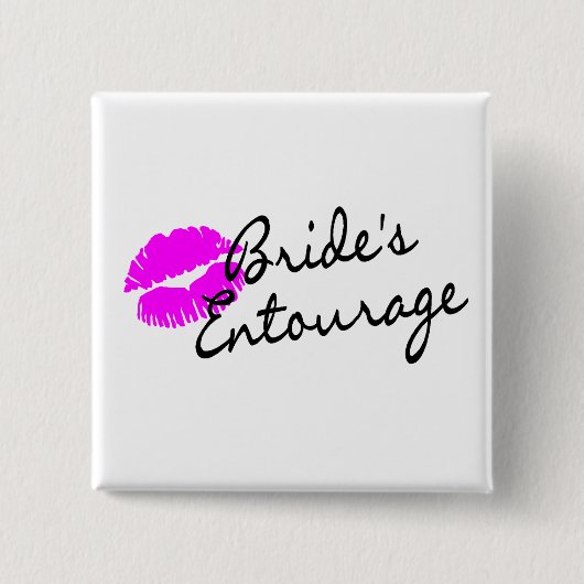 Badge Carré 5 Cm Entourage de jeunes mariées (baiser) (Devant)