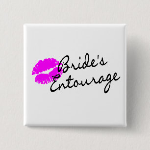 Badge Carré 5 Cm Entourage de jeunes mariées (baiser)