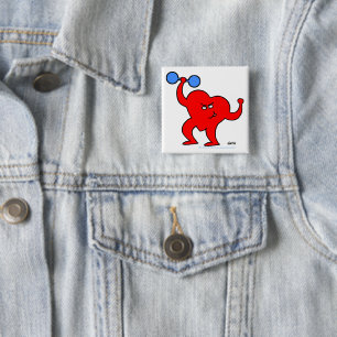 Badge Carré 5 Cm Entraîneur personnel de formation Cartoon Heart