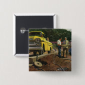 Badge Carré 5 Cm Entrepreneur de construction d'architecte d'entrep (Devant & derrière)