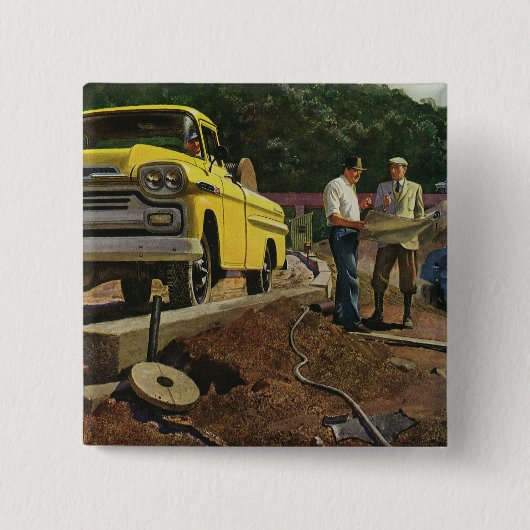 Badge Carré 5 Cm Entrepreneur de construction d'architecte d'entrep (Devant)