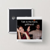 Badge Carré 5 Cm Entretien à la main, amie ! (Devant & derrière)