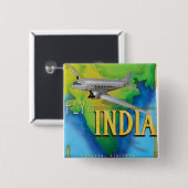 Badge Carré 5 Cm Envolez-vous pour l'Inde (Devant & derrière)