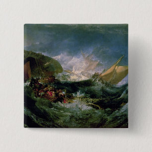 Badge Carré 5 Cm Épave de Joseph Mallord William Turner d'un