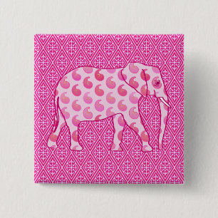 Badge Carré 5 Cm Ephène de mer - rose glacé et fuchsia
