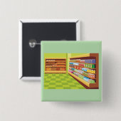 Badge Carré 5 Cm Épicerie colorée Aisle and Bakery (Devant & derrière)