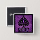 Badge Carré 5 Cm Épilepsie - bouton - pelles (Devant & derrière)