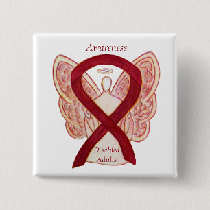 Badge Carré 5 Cm Épingle d'art en ruban pour adultes handicapés