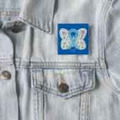 Badge Carré 5 Cm Épingle d'art Ruban Sensibilisation aux papillons (En situation)