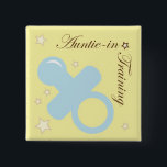 Badge Carré 5 Cm Épingle de baby shower pour les montants<br><div class="desc">Une tante en Baby shower d'entraînement</div>