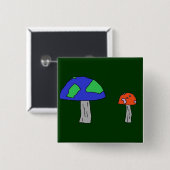 Badge Carré 5 Cm Épingle de champignon (Devant & derrière)
