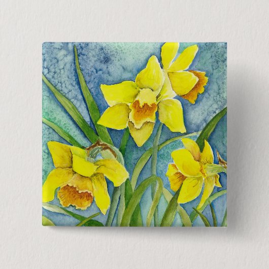 Badge Carré 5 Cm Épingle de jonquilles (Devant)