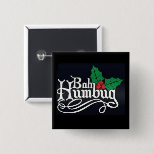 Badge Carré 5 Cm Épingle de Noël Bah Humbug