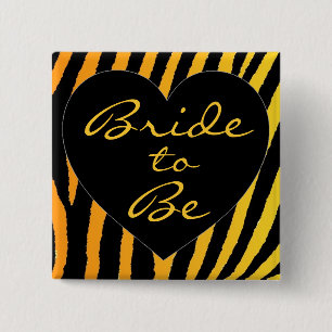Badge Carré 5 Cm Épingle de témoin de mariage orange jaune zèbre