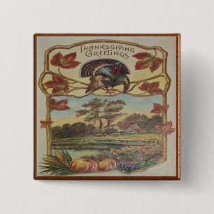 Badge Carré 5 Cm Épingle des salutations de Thanksgiving Vintage
