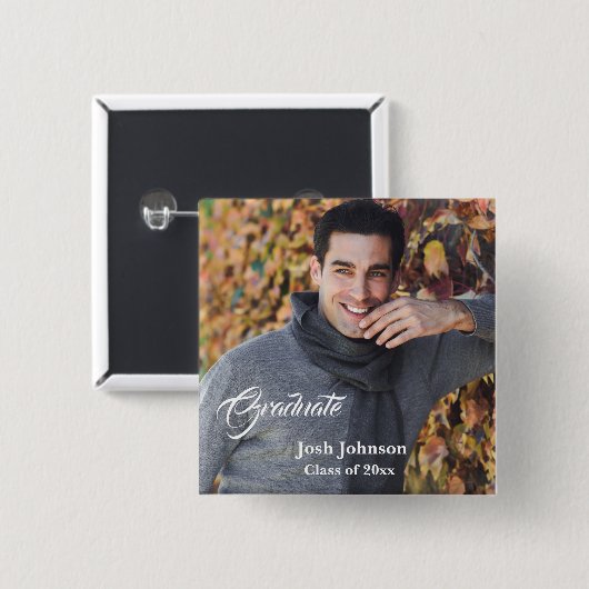 Badge Carré 5 Cm Épingle du bouton de fin d'études (Devant & derrière)