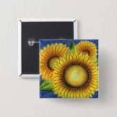 Badge Carré 5 Cm Épingle du bouton de tournesol (Devant & derrière)
