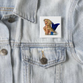 Badge Carré 5 Cm Épingle du bouton Sirène (En situation)