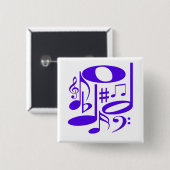 Badge Carré 5 Cm Épingle violette musicale (Devant & derrière)