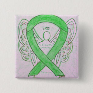 Badge Carré 5 Cm Épingles de ruban vert non-Hodgkins Lymphoma Angel