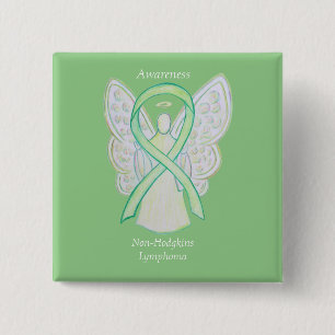Badge Carré 5 Cm Épingles de ruban vert non-Hodgkins Lymphoma Angel