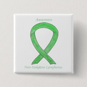 Badge Carré 5 Cm Épingles de ruban vert non-Hodgkins Lymphoma Lime