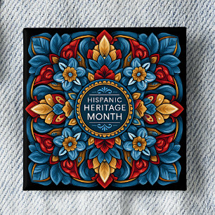 Badge Carré 5 Cm Épinglette en carreau de Talavera pour le Mois du