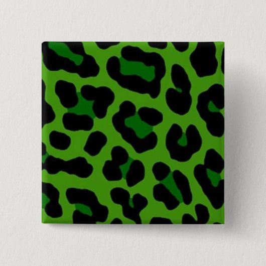 Badge Carré 5 Cm Épinglette Léopard Vert (Devant)
