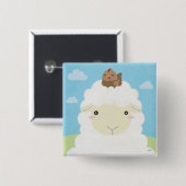 Badge Carré 5 Cm Épouses - Moutons et poussins (Devant & derrière)