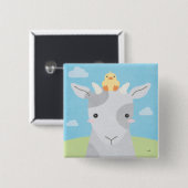 Badge Carré 5 Cm Époux - Chèvre et poussette (Devant & derrière)