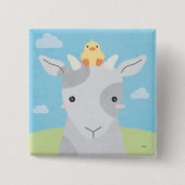 Badge Carré 5 Cm Époux - Chèvre et poussette (Devant)